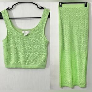 House of Harlow 1960 Lime Green Knit Dress Set